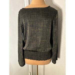 MICHAEL Michael Kors Green Long Sleeve Blouse S Office Siren Retrogirl Glam Boho